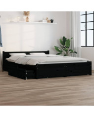 Cadre de lit avec tiroirs Noir 150x200 cm Très grand | Mobilier & Déco