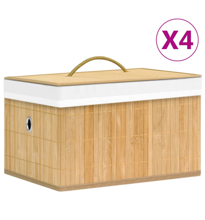 Boîtes de rangement en bambou 4 pcs | Mobilier & Déco