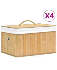 Boîtes de rangement en bambou 4 pcs | Mobilier & Déco