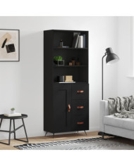 Buffet haut Noir 69,5x34x180 cm Bois d'ingénierie | Mobilier & Déco