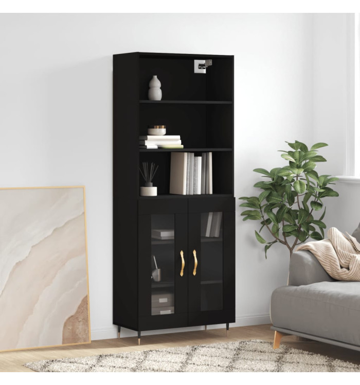 Buffet haut Noir 69,5x34x180 cm Bois d'ingénierie | Mobilier & Déco