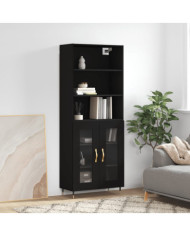 Buffet haut Noir 69,5x34x180 cm Bois d'ingénierie | Mobilier & Déco