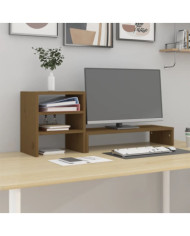 Support de moniteur Marron miel 81x20x30 cm Bois de pin solide | Mobilier & Déco