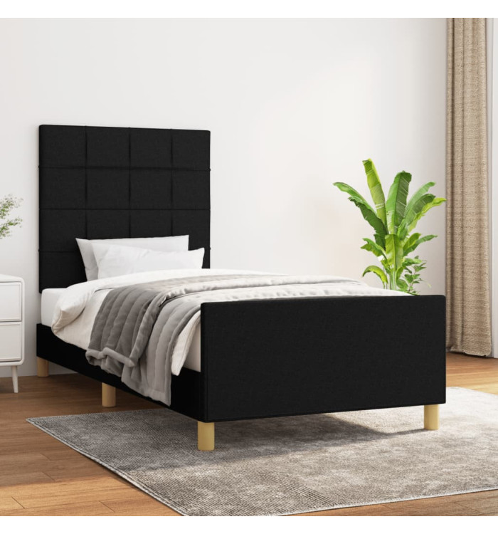 Cadre de lit sans matelas noir 80x200 cm tissu | Mobilier & Déco