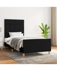 Cadre de lit sans matelas noir 80x200 cm tissu | Mobilier & Déco