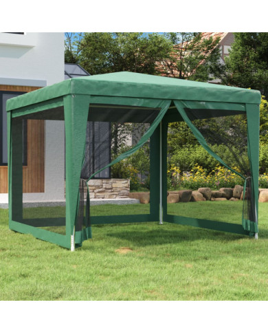 Tente de fête avec 4 parois latérales en maille Vert 3x3 m PEHD | Mobilier & Déco