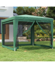 Tente de fête avec 4 parois latérales en maille Vert 3x3 m PEHD | Mobilier & Déco