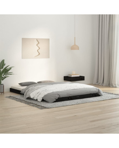 Cadre de lit sans matelas noir 135x190 cm bois de pin massif | Mobilier & Déco