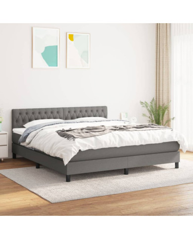 Sommier à lattes de lit avec matelas Gris foncé 180x200cm Tissu | Mobilier & Déco
