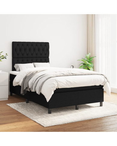 Sommier à lattes de lit avec matelas Noir 120x200 cm Tissu | Mobilier & Déco