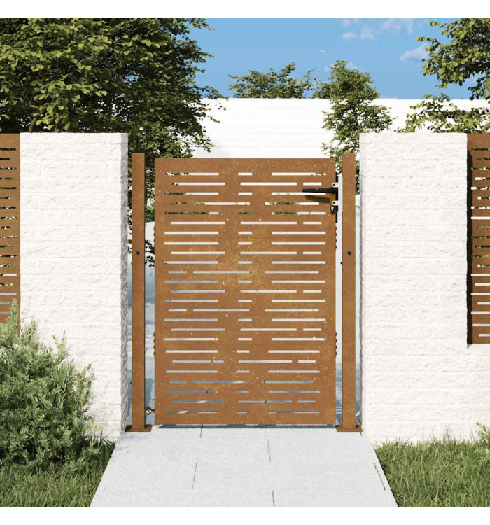 Portail de jardin 105x155 cm acier corten conception de carré | Mobilier & Déco