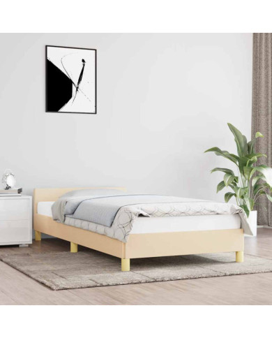 Cadre de lit sans matelas crème 100x200 cm tissu | Mobilier & Déco