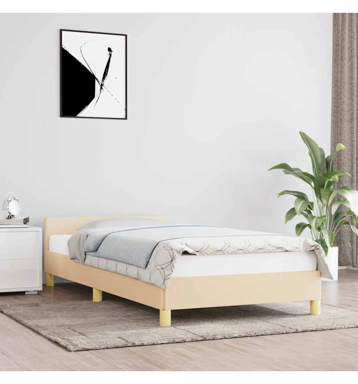 Cadre de lit sans matelas crème 100x200 cm tissu | Mobilier & Déco