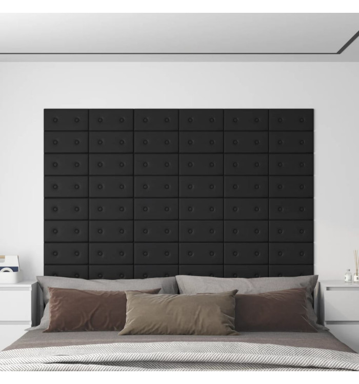 Panneaux muraux 12 pcs Noir 30x15 cm Similicuir 0,54 m² | Mobilier & Déco