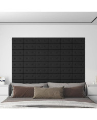 Panneaux muraux 12 pcs Noir 30x15 cm Similicuir 0,54 m² | Mobilier & Déco
