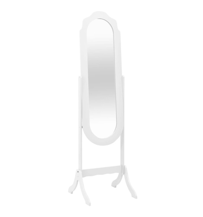 Miroir sur pied blanc 45,5x47,5x160 cm bois d'ingénierie | Mobilier & Déco