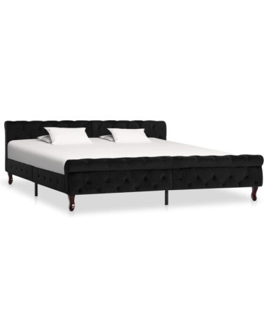 Cadre de lit sans matelas noir velours 200x200 cm | Mobilier & Déco