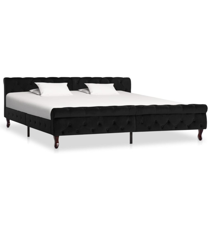 Cadre de lit sans matelas noir velours 200x200 cm | Mobilier & Déco