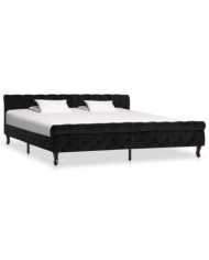 Cadre de lit sans matelas noir velours 200x200 cm | Mobilier & Déco