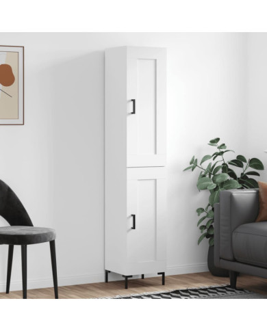 Buffet haut Blanc brillant 34,5x34x180 cm Bois d'ingénierie | Mobilier & Déco