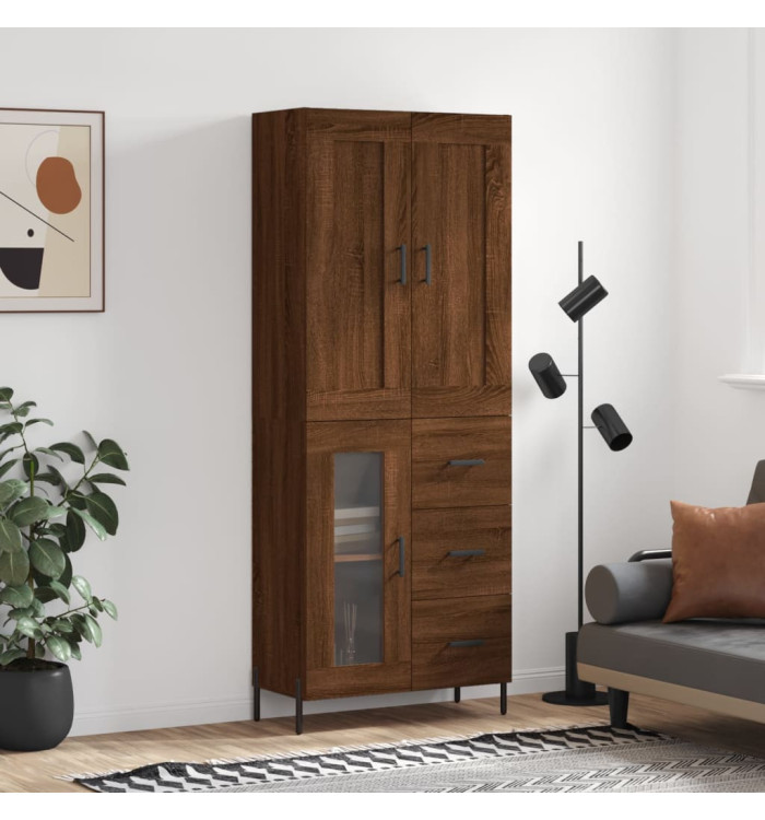 Buffet haut Chêne marron 69,5x34x180 cm Bois d'ingénierie | Mobilier & Déco