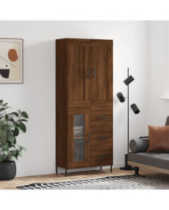 Buffet haut Chêne marron 69,5x34x180 cm Bois d'ingénierie | Mobilier & Déco