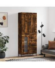 Buffet haut Chêne fumé 69,5x34x180 cm Bois d'ingénierie | Mobilier & Déco