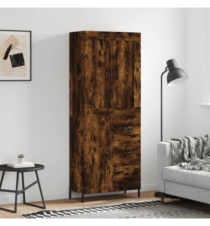 Buffet haut Chêne fumé 69,5x34x180 cm Bois d'ingénierie | Mobilier & Déco