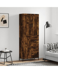 Buffet haut Chêne fumé 69,5x34x180 cm Bois d'ingénierie | Mobilier & Déco