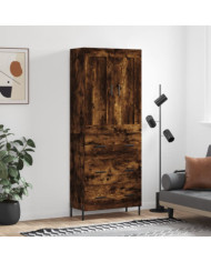 Buffet haut Chêne fumé 69,5x34x180 cm Bois d'ingénierie | Mobilier & Déco
