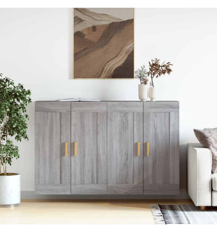 Armoires murales 2 pcs sonoma gris bois d'ingénierie | Mobilier & Déco