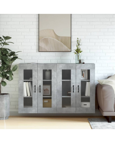 Armoires murales 2 pcs gris béton bois d'ingénierie | Mobilier & Déco