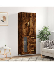 Buffet haut Chêne fumé 69,5x34x180 cm Bois d'ingénierie | Mobilier & Déco