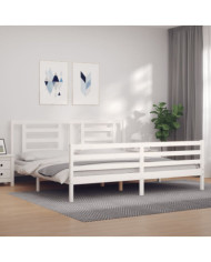 Cadre de lit sans matelas blanc bois massif | Mobilier & Déco