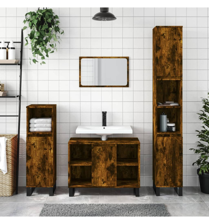 Ensemble de meubles de salle de bain 3 pcs Chêne fumé | Mobilier & Déco