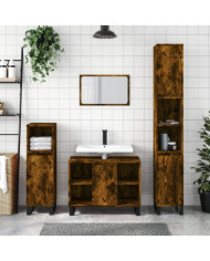 Ensemble de meubles de salle de bain 3 pcs Chêne fumé | Mobilier & Déco