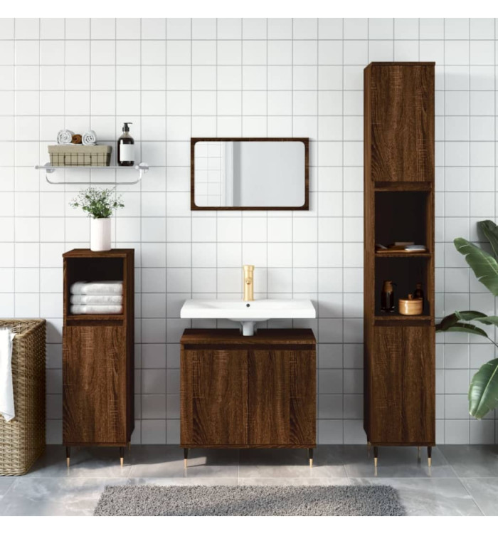 Ensemble de meubles de salle de bain 3 pcs Chêne marron | Mobilier & Déco