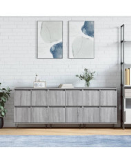 Buffets 3 pcs Sonoma gris Bois d'ingénierie | Mobilier & Déco