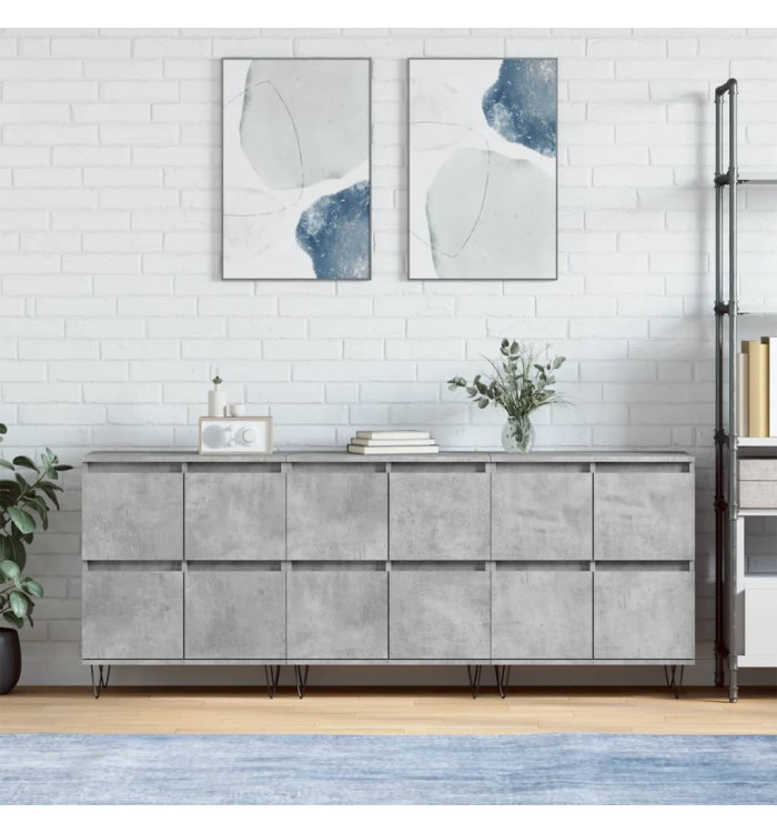 Buffets 3 pcs gris béton bois d'ingénierie | Mobilier & Déco