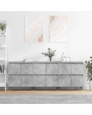 Buffets 3 pcs gris béton bois d'ingénierie | Mobilier & Déco