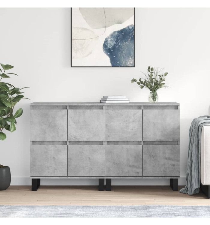 Buffets 2 pcs gris béton bois d'ingénierie | Mobilier & Déco