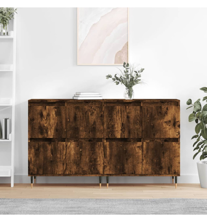 Buffets 2 pcs chêne fumé bois d'ingénierie | Mobilier & Déco