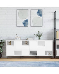 Buffets 3 pcs blanc brillant bois d'ingénierie | Mobilier & Déco