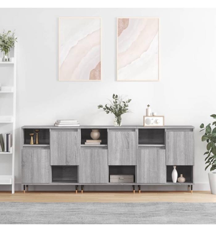 Buffets 3 pcs Sonoma gris Bois d'ingénierie | Mobilier & Déco
