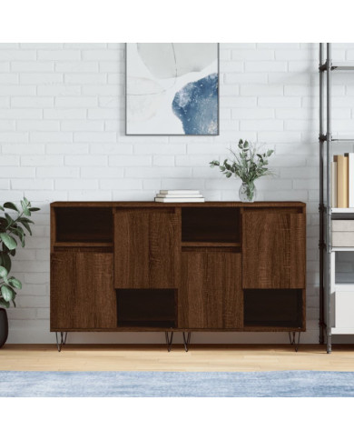 Buffets 2 pcs chêne marron bois d'ingénierie | Mobilier & Déco