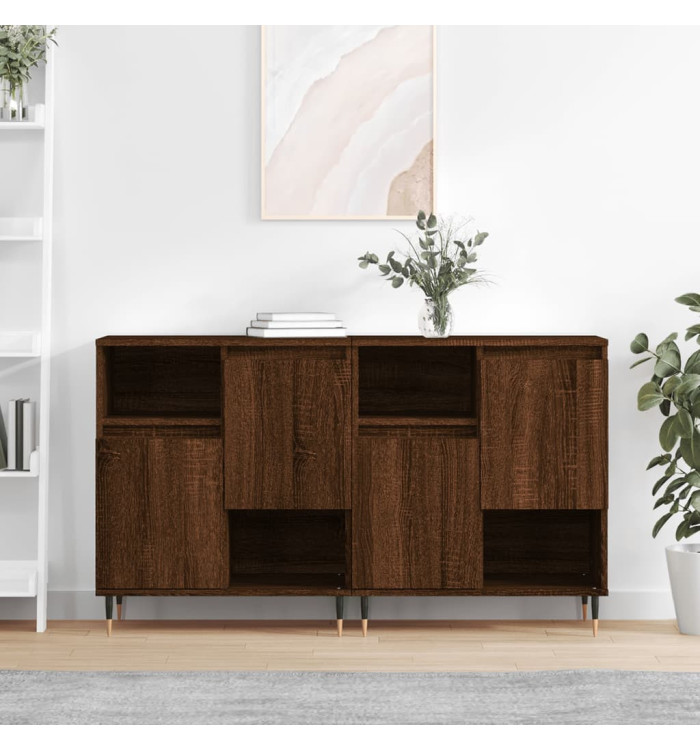 Buffets 2 pcs chêne marron bois d'ingénierie | Mobilier & Déco