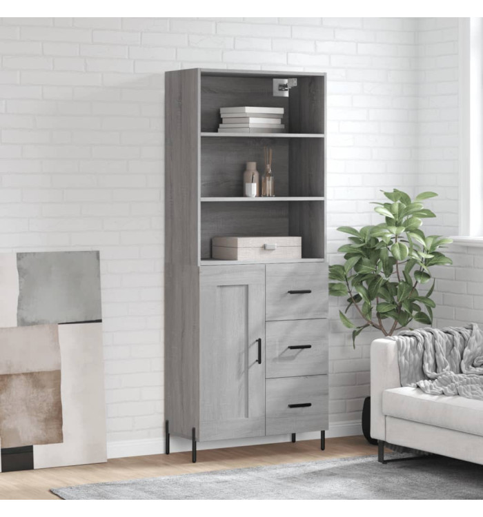Buffet haut Sonoma gris 69,5x34x180 cm Bois d'ingénierie | Mobilier & Déco