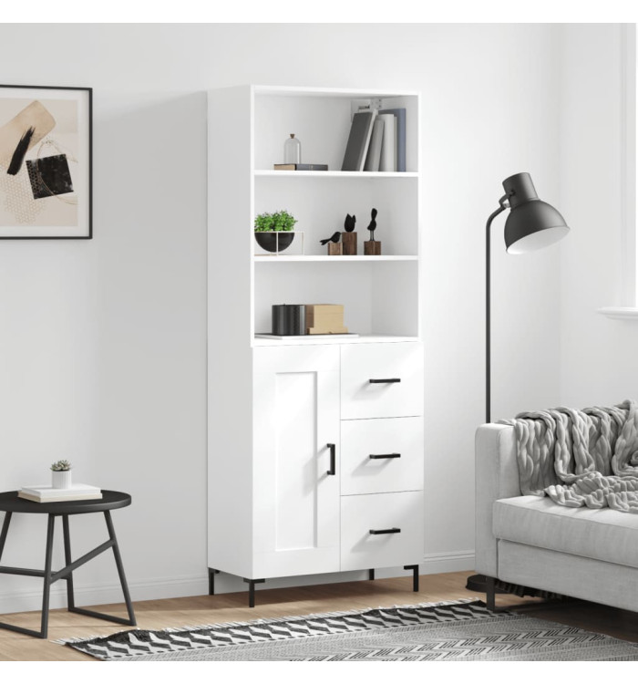 Buffet haut Blanc 69,5x34x180 cm Bois d'ingénierie | Mobilier & Déco