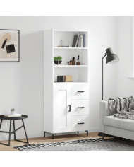 Buffet haut Blanc 69,5x34x180 cm Bois d'ingénierie | Mobilier & Déco