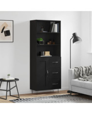 Buffet haut Noir 69,5x34x180 cm Bois d'ingénierie | Mobilier & Déco